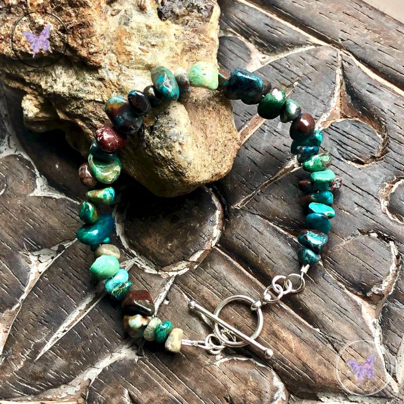Chrysocolla Chip Bracelet With Silver Toggle Clasp